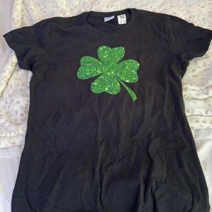 4 leaf clover black Tee, never worn